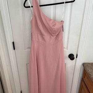 David's Bridal Blush One-Shoulder Maxi Dress